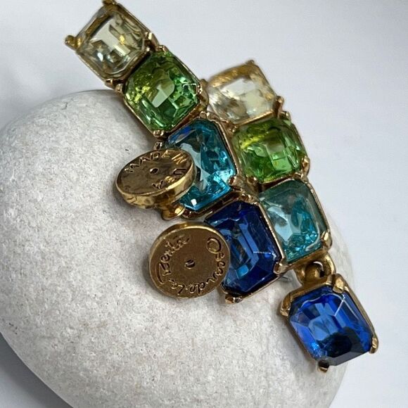 Oscar de la Renta  Opulent Drop Earrings Degrade Blue to Greens - Picture 4 of 13